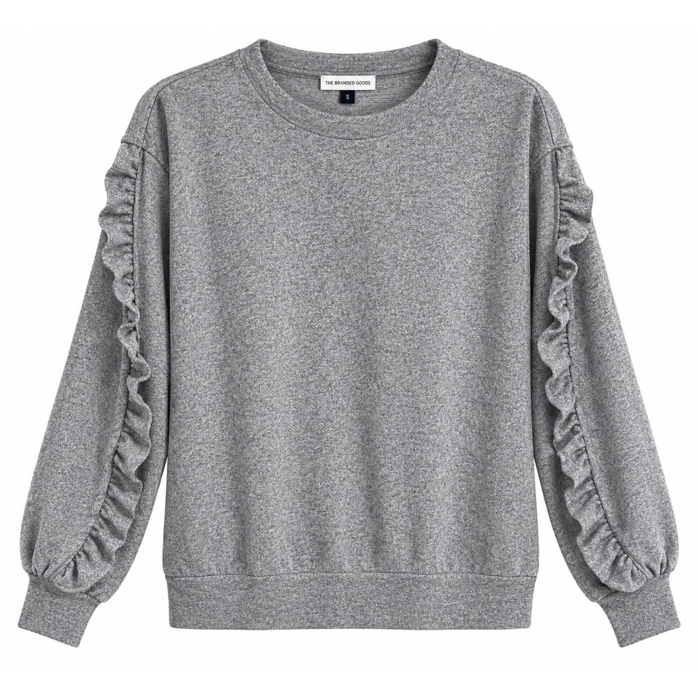 NWT Michelle McDowell Ruffle Sleeve Top Small Gray Oversized Sweatshirt Boutique